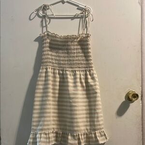 Superdown Tan Sundress‎ with Smocked Ruffle Hem